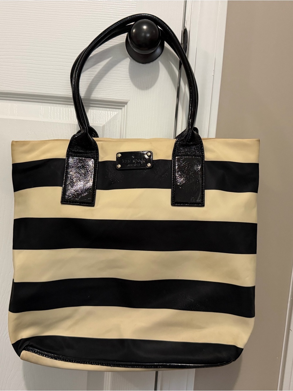 kate spade Black and Cream Horizontal Stripe Tote